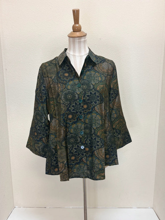 Shana Zip Back Shirt - 25509 - GREEN