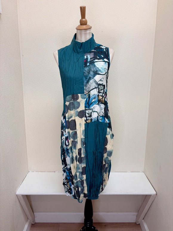 Shana Mock Neck Dress - 25532 - TEAL