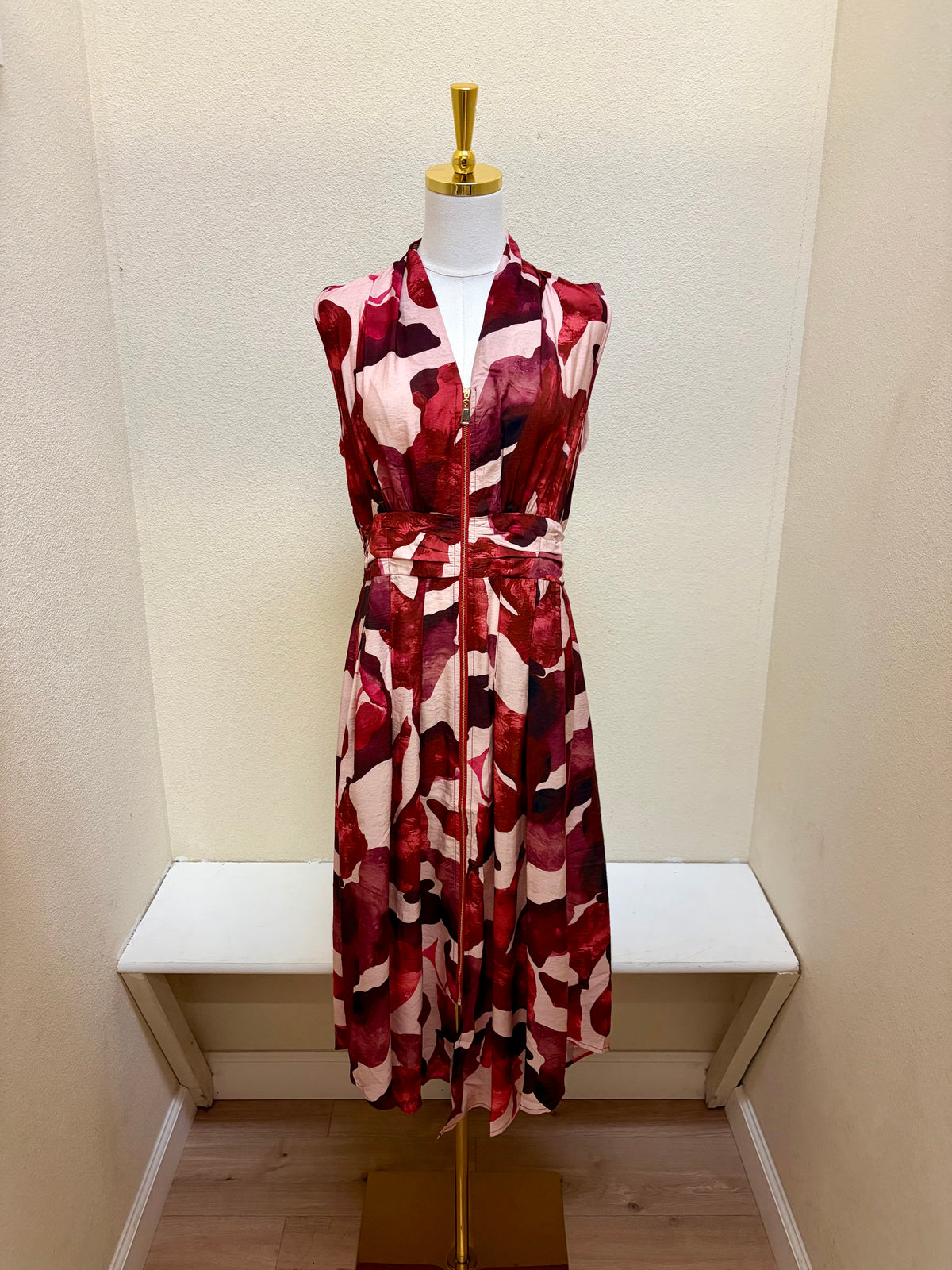 Shana Front Zip Abstract Print Tank Dress - 26807 - RED