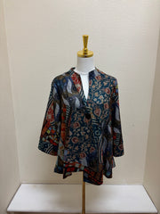 Shana Asymmetric Suede One Button Multicolor Jacket - 26827 - FLORAL