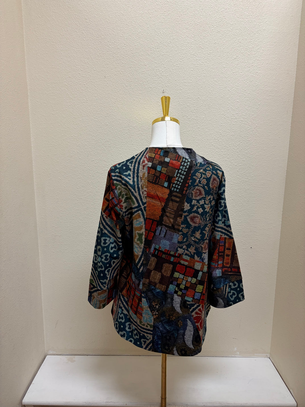 Shana Asymmetric Suede One Button Multicolor Jacket - 26827 - FLORAL
