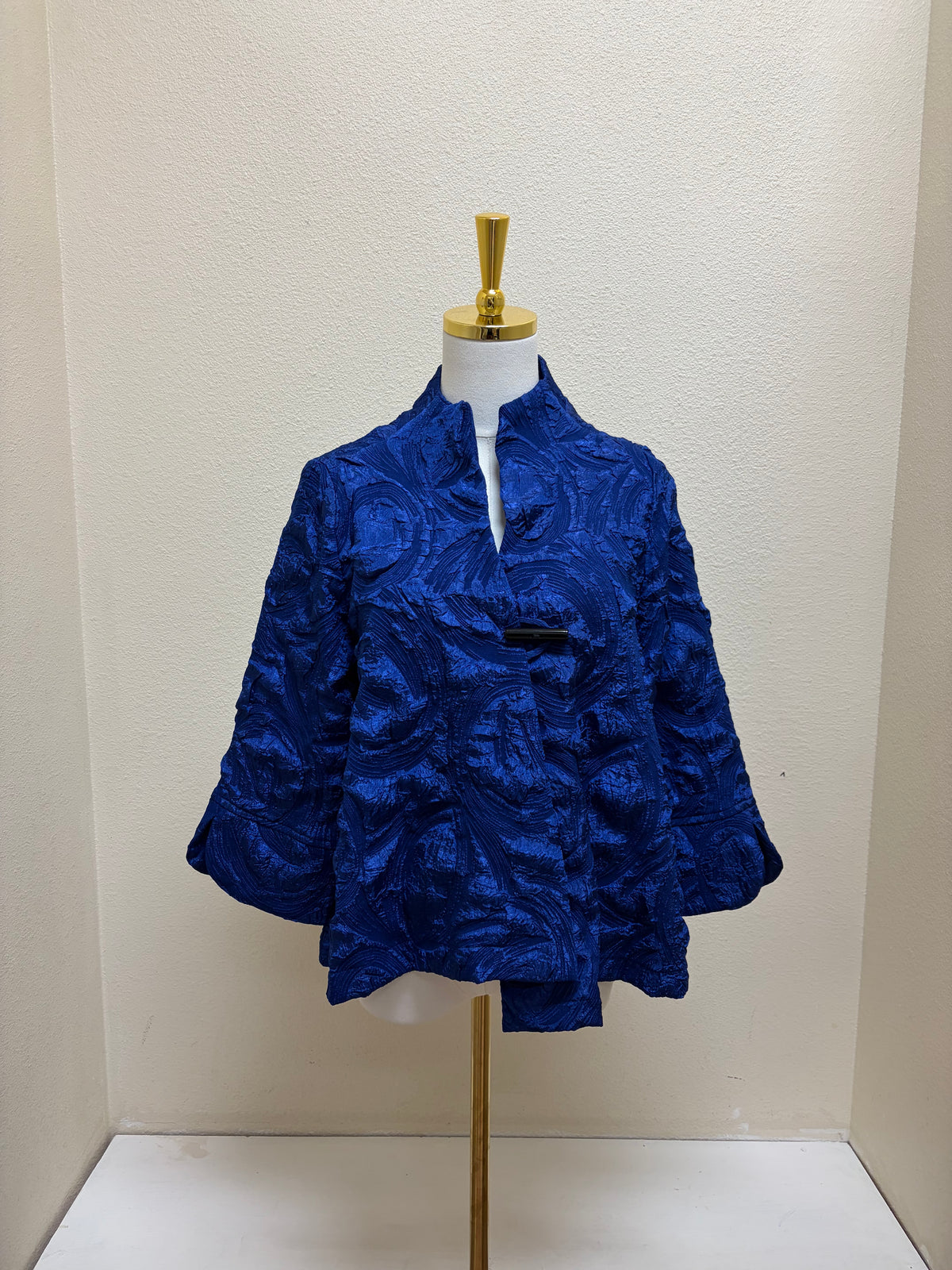 MOONLIGHT Asymmetric One Button Mandarin Collar Jacket - 4093 - ROYAL BLUE