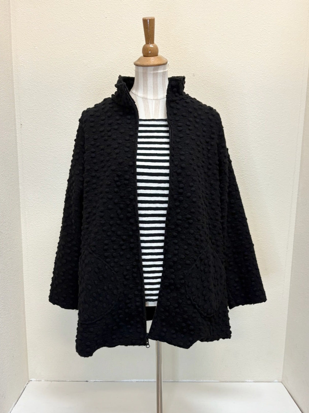 CUT LOOSE Pebbled Boiled Wool Zip Swing Jacket - 3908902