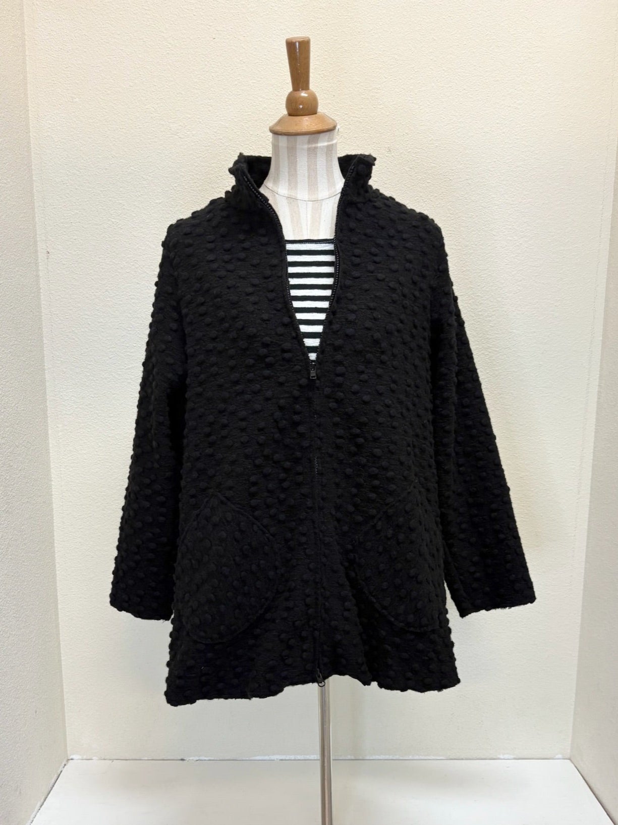 CUT LOOSE Pebbled Boiled Wool Zip Swing Jacket - 3908902