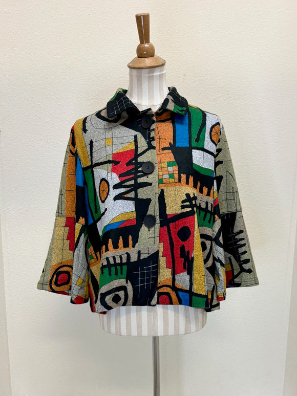 DAMEE COLORFUL ART CROPPED JKT - 5005-MLT