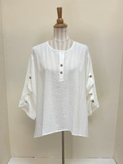 Fridaze AA36- Ripple Tide Linen Pullover- WHITE