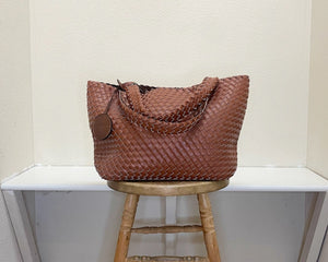 Ilse Jacobsen Reversible Tote -  BURNT CARMEL/METALLIC BROWN