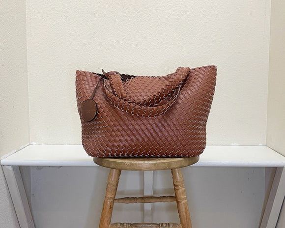 Ilse Jacobsen Reversible Tote -  BURNT CARMEL/METALLIC BROWN