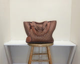 Ilse Jacobsen Reversible Tote -  BURNT CARMEL/METALLIC BROWN