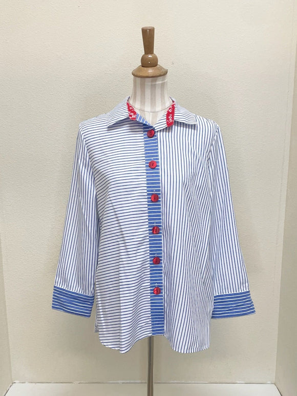 Ali Miles Woven Button Front Tunic - A25606BM - 417-BLUSTR