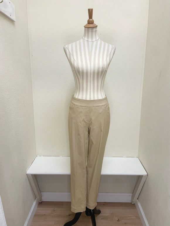 Slimsation ANKLE Women's Pull On Solid Fine Line Twill Pant With Real Pockets (M30719PM) - KHAKI