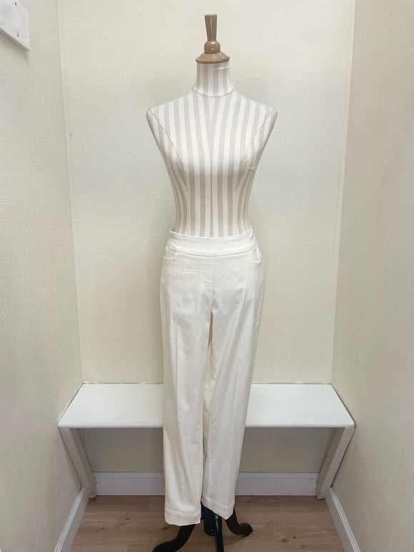 Slimsation ANKLE Women's Pull On Solid Fine Line Twill Pant With Real Pockets (M30719PM) - IVORY