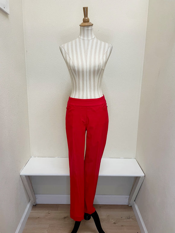 Slimsation ANKLE Women's Pull On Solid Fine Line Twill Pant With Real Pockets (M30719PM) - RED