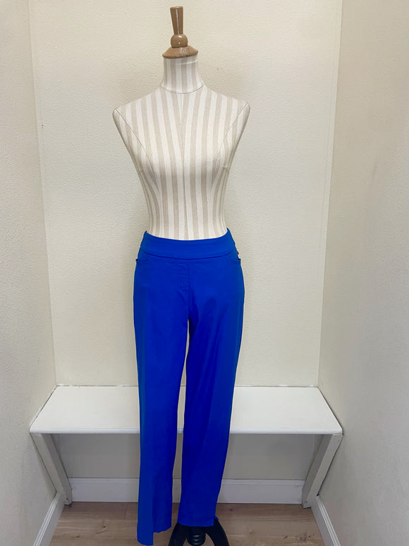 Slimsation ANKLE Women's Pull On Solid Fine Line Twill Pant With Real Pockets (M30719PM) - ROYAL