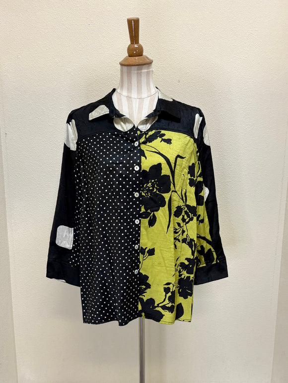 Ali Miles Woven Crinkle Textured Button Front Tunic - A45542BM - 969-MULTI