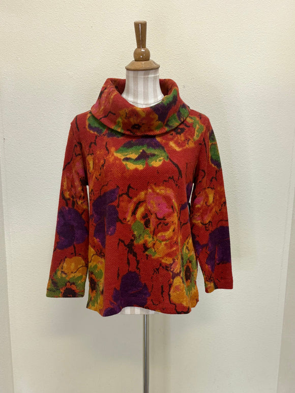 Ali Miles Textured Brush Knit Pop-Over Tunic - A45503TM - 952-FLRMLT