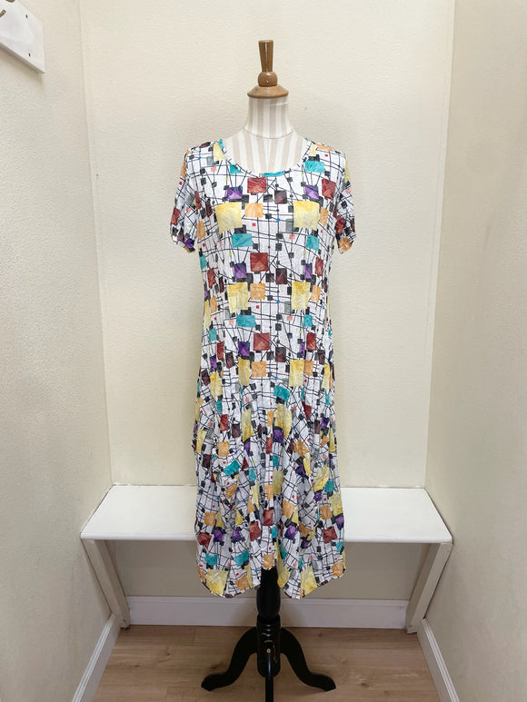 Shana Crinkle Short Sleeve Dress w/ Drape - 25003 - SQUARE