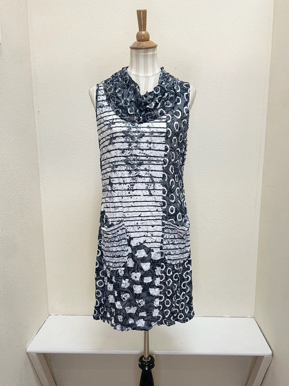 Shana Crinkle Cowlneck Tank Dress - 25013 - BLACK