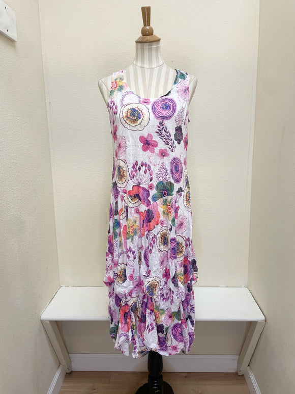 Shana Crinkle Tank Long Bubble Dress - 25006 - FLORAL