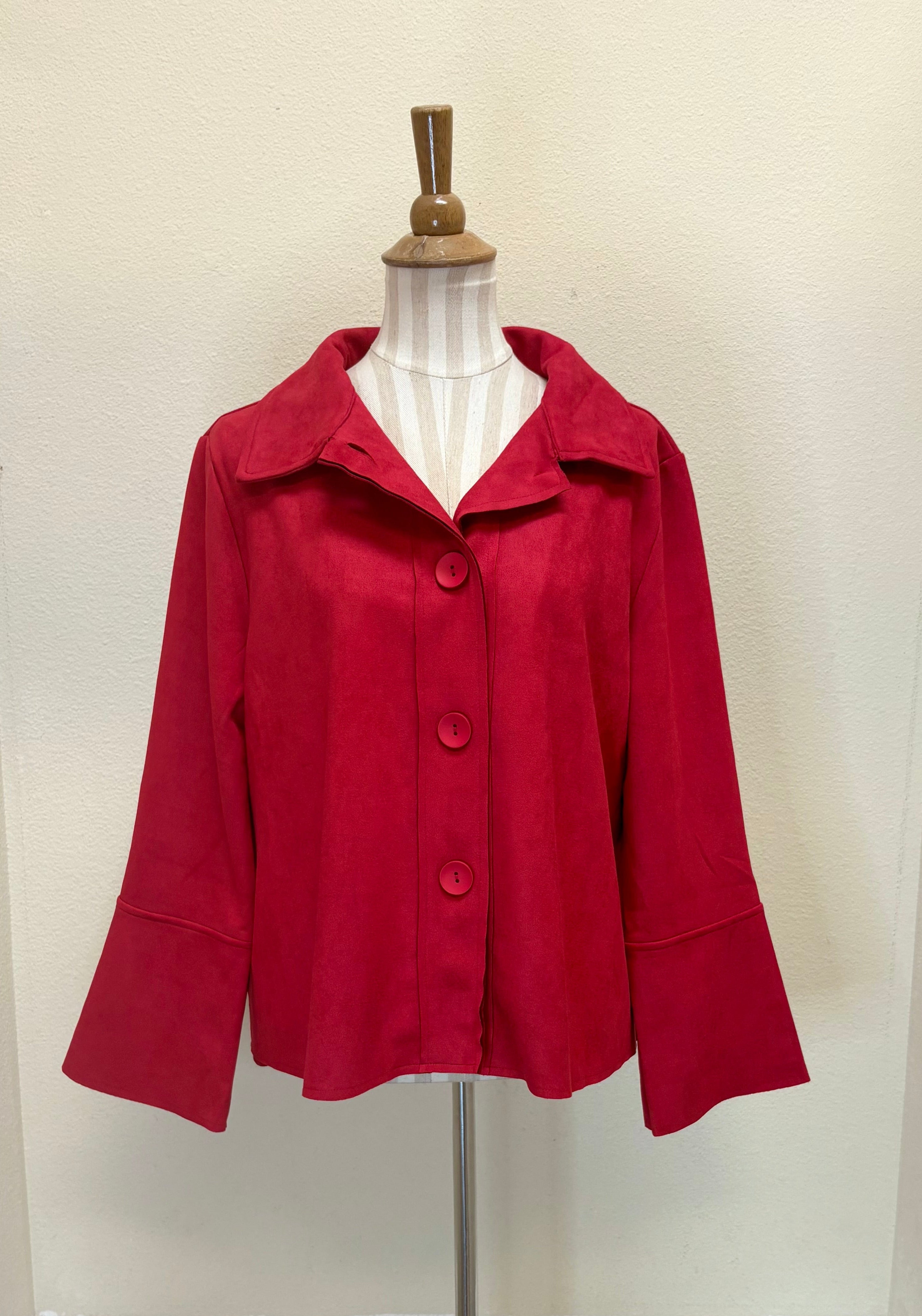 DAMEE MICROSUEDE BELL SLEEVE JKT - 4977-RED