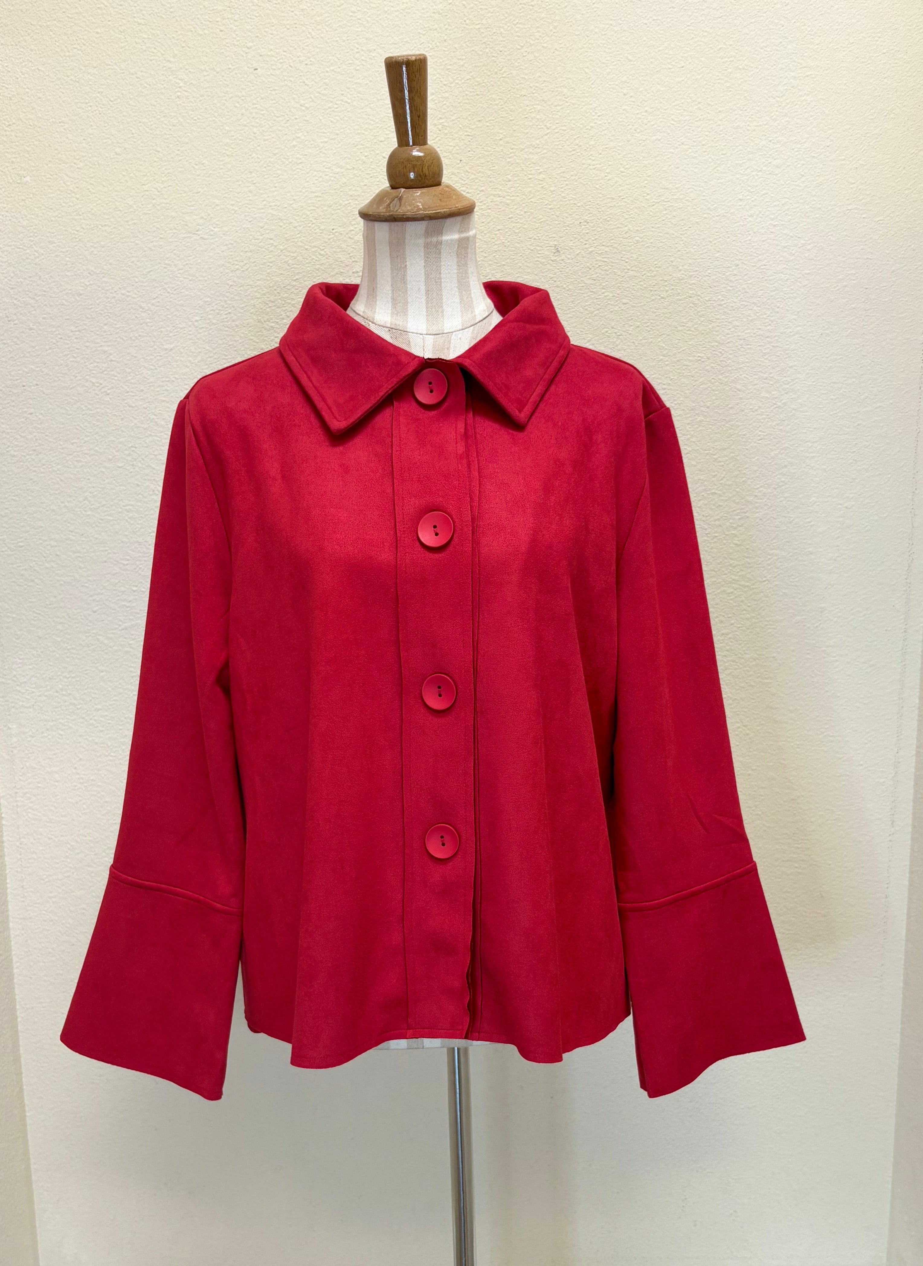 DAMEE MICROSUEDE BELL SLEEVE JKT - 4977-RED