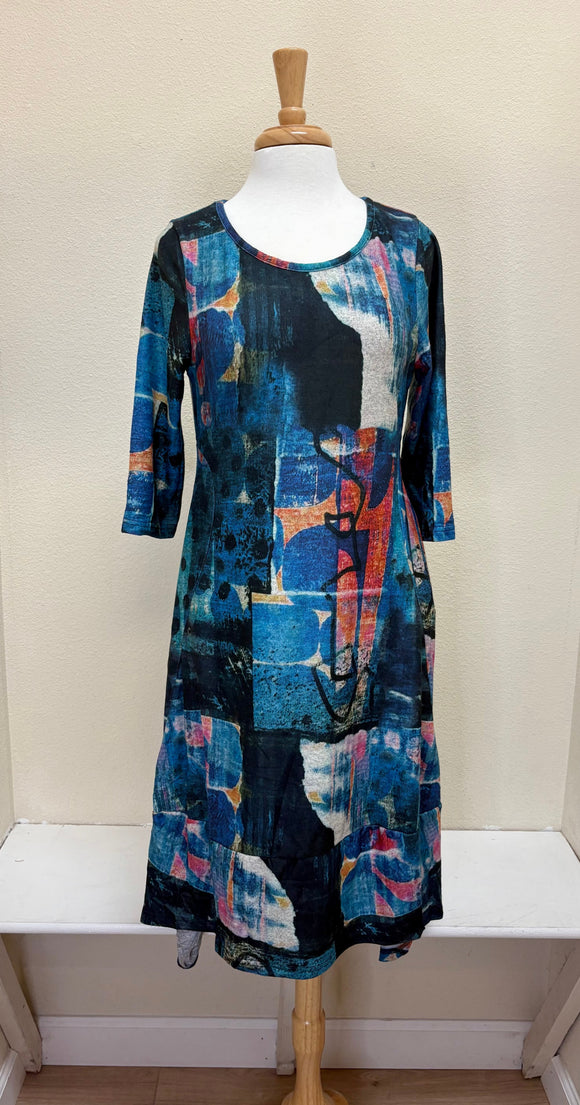 Shana Fleece Sharkbite Dress - 25648 - NAVY