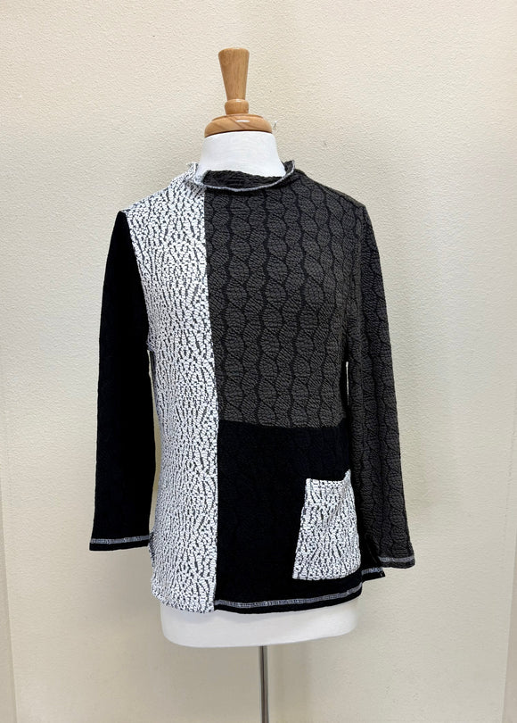 Shana Patch Knit Top - 25865 - GREY