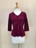 Color Me Cotton CMC V-Neck Printed Top - FL-3357 - RAZZLEBERRY