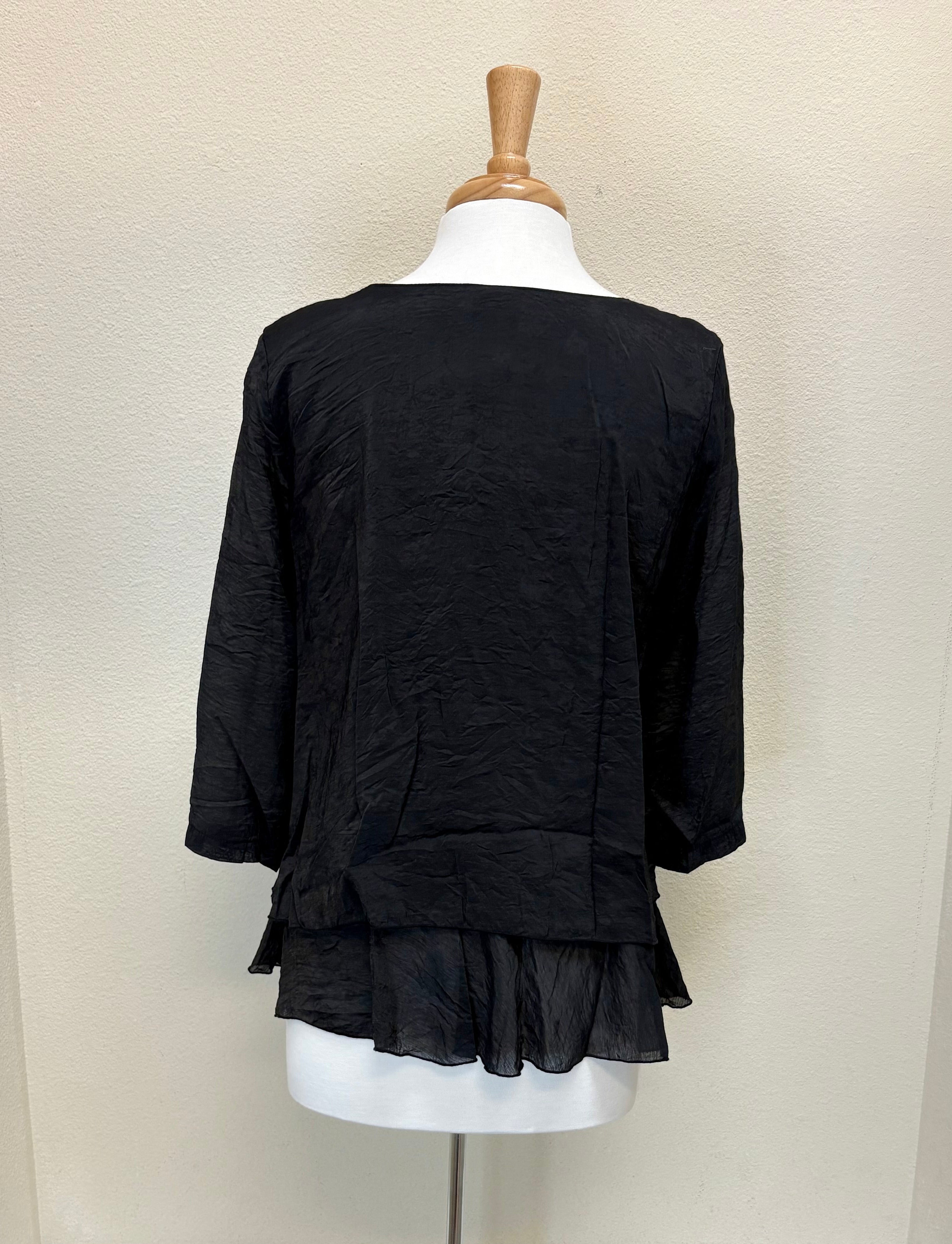 Color Me Cotton CMC Front Seamed Top - C-9995 - BLACK
