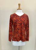 Color Me Cotton CMC Banded V-Neck Printed Top - KD-5122 - COPPER