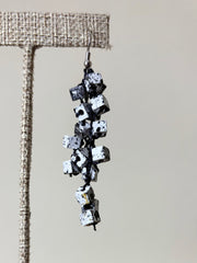 JIANHUI LONDON White/Black Iris Pashmina Hand-crocheted Tassel Earrings