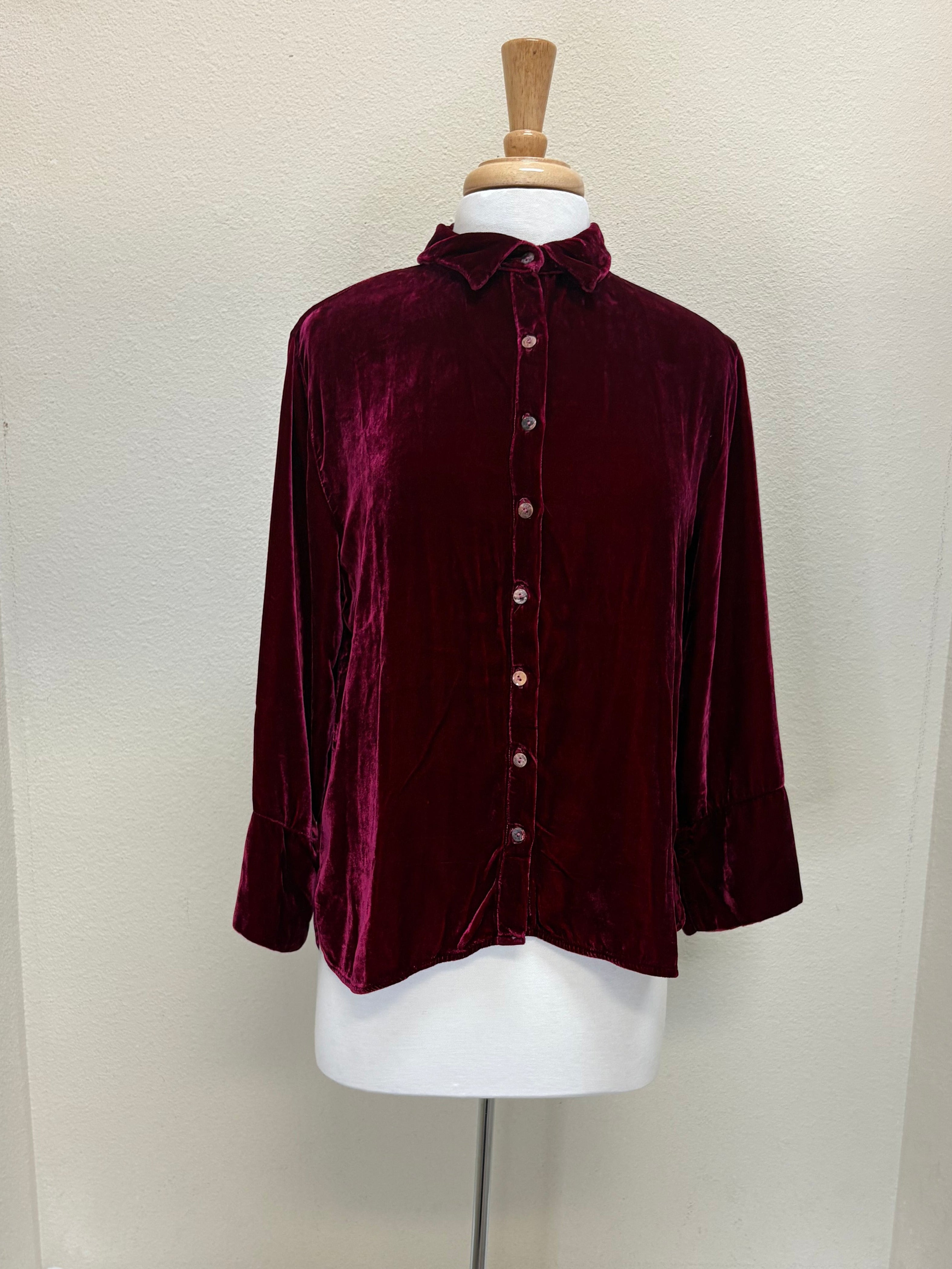 CUT LOOSE Velvet Easy Crop Shirt - 6996986