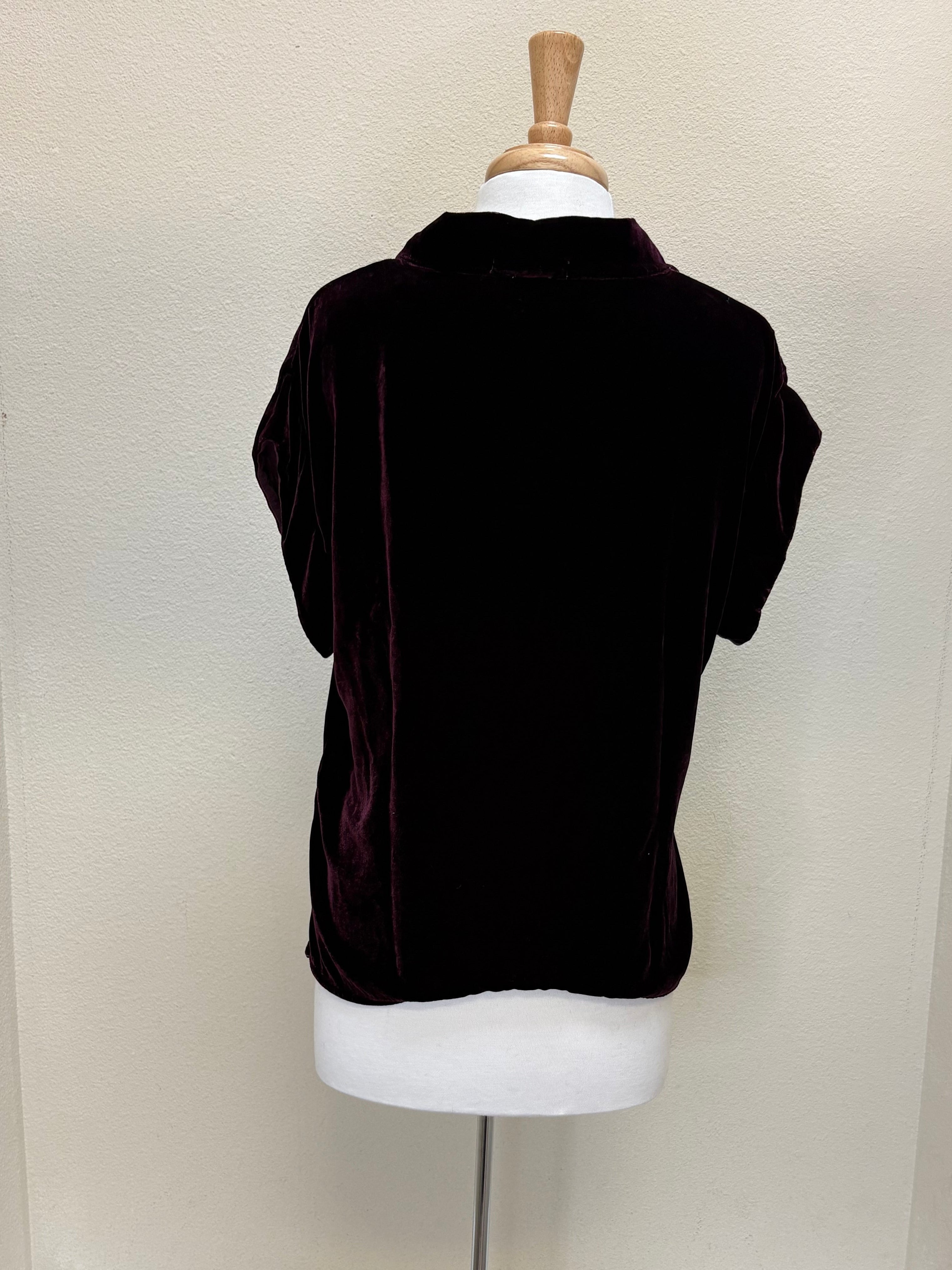 CUT LOOSE Velvet Short Sleeve Cowl Top - 6996139
