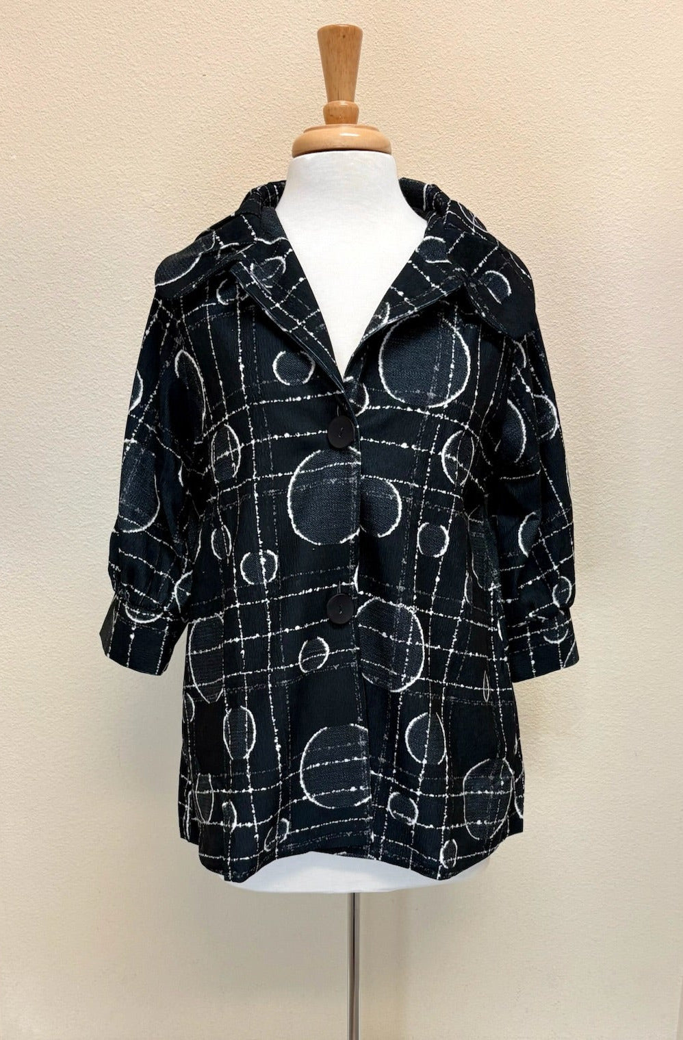 DAMEE DOTS & LINES MICRO-CORD SWING JKT - 5011-BLK