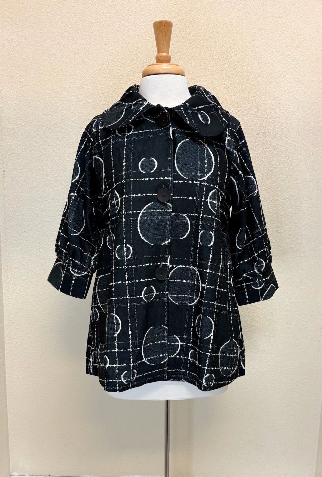 DAMEE DOTS & LINES MICRO-CORD SWING JKT - 5011-BLK