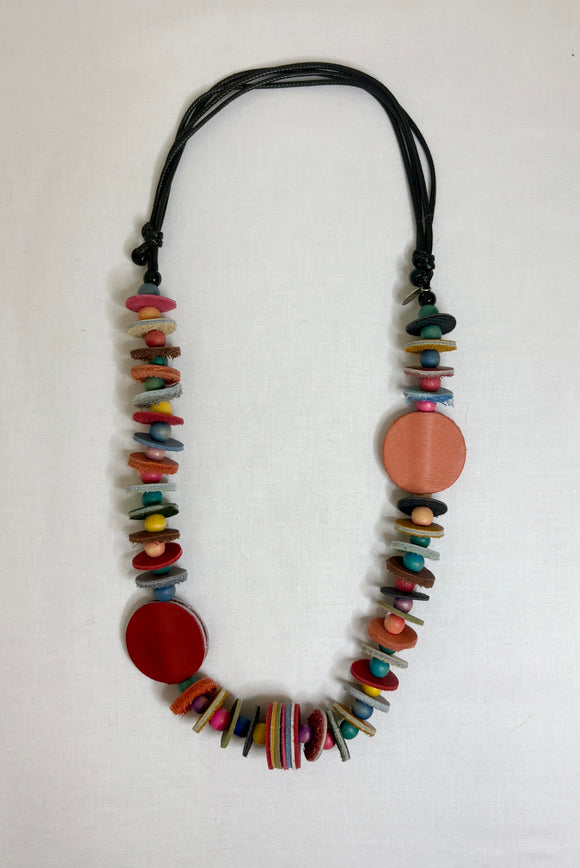 SYLCA Multi Leather Disc Paloma Necklace