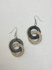 SYLCA Taupe & Black Thick Double Hoop Earring