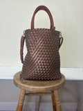 Ilse Jacobsen Woven Vertical Tote Bag - BURNT CARMEL/METALLIC BROWN