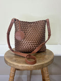 Ilse Jacobsen Reversible Cross Tote -  BURNT CARMEL/METALLIC BROWN