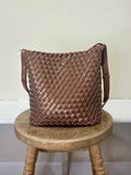 Ilse Jacobsen Reversible Cross Tote -  BURNT CARMEL/METALLIC BROWN