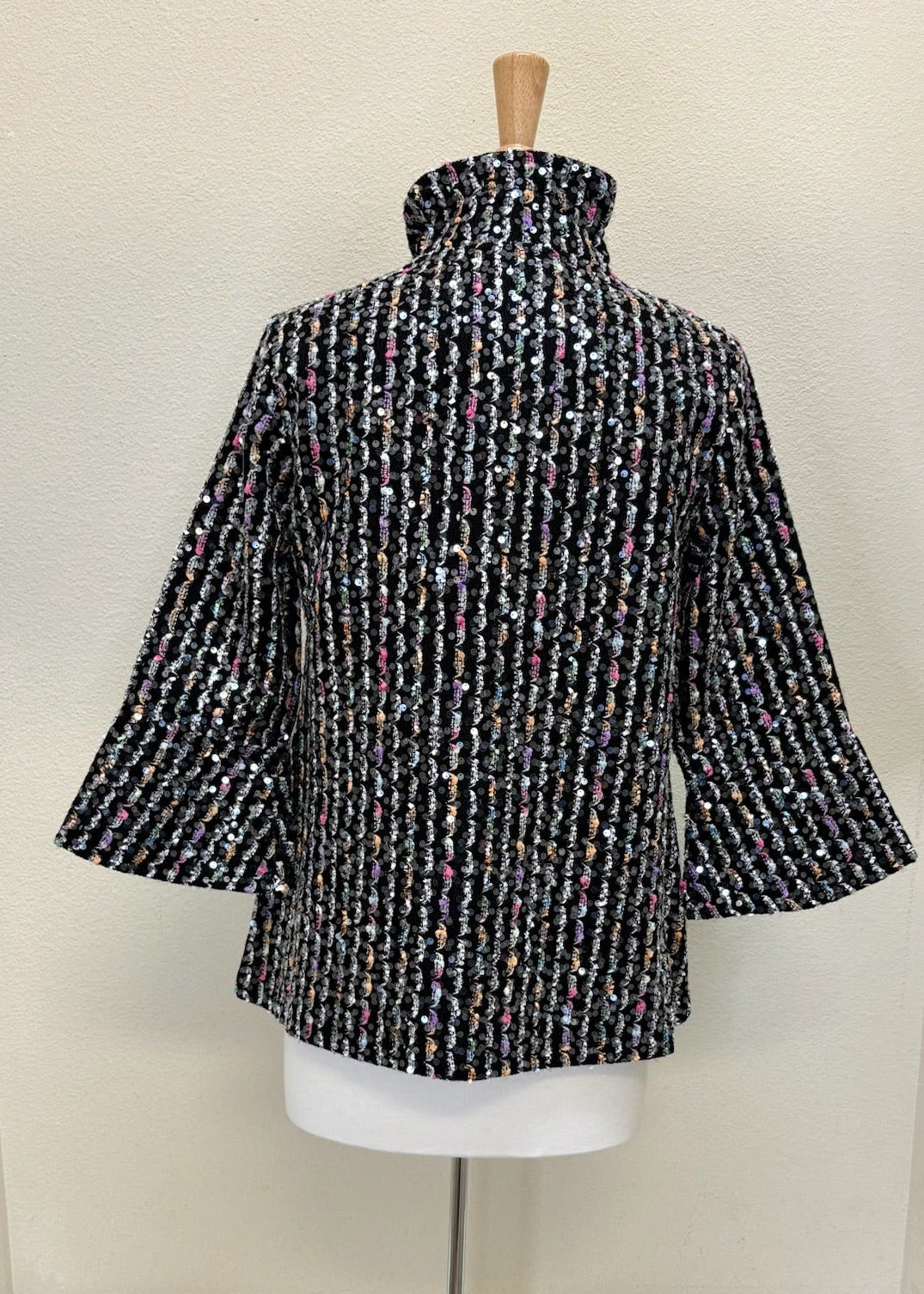 DAMEE SEQUIN CHENILLE STRIPE KNIT JKT - 4978-MLT