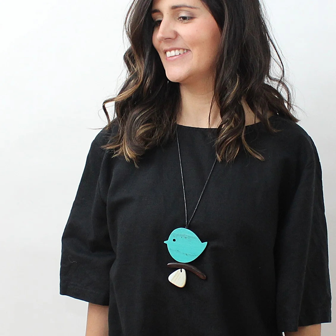 SYLCA Turquoise Robin On A Branch Necklace