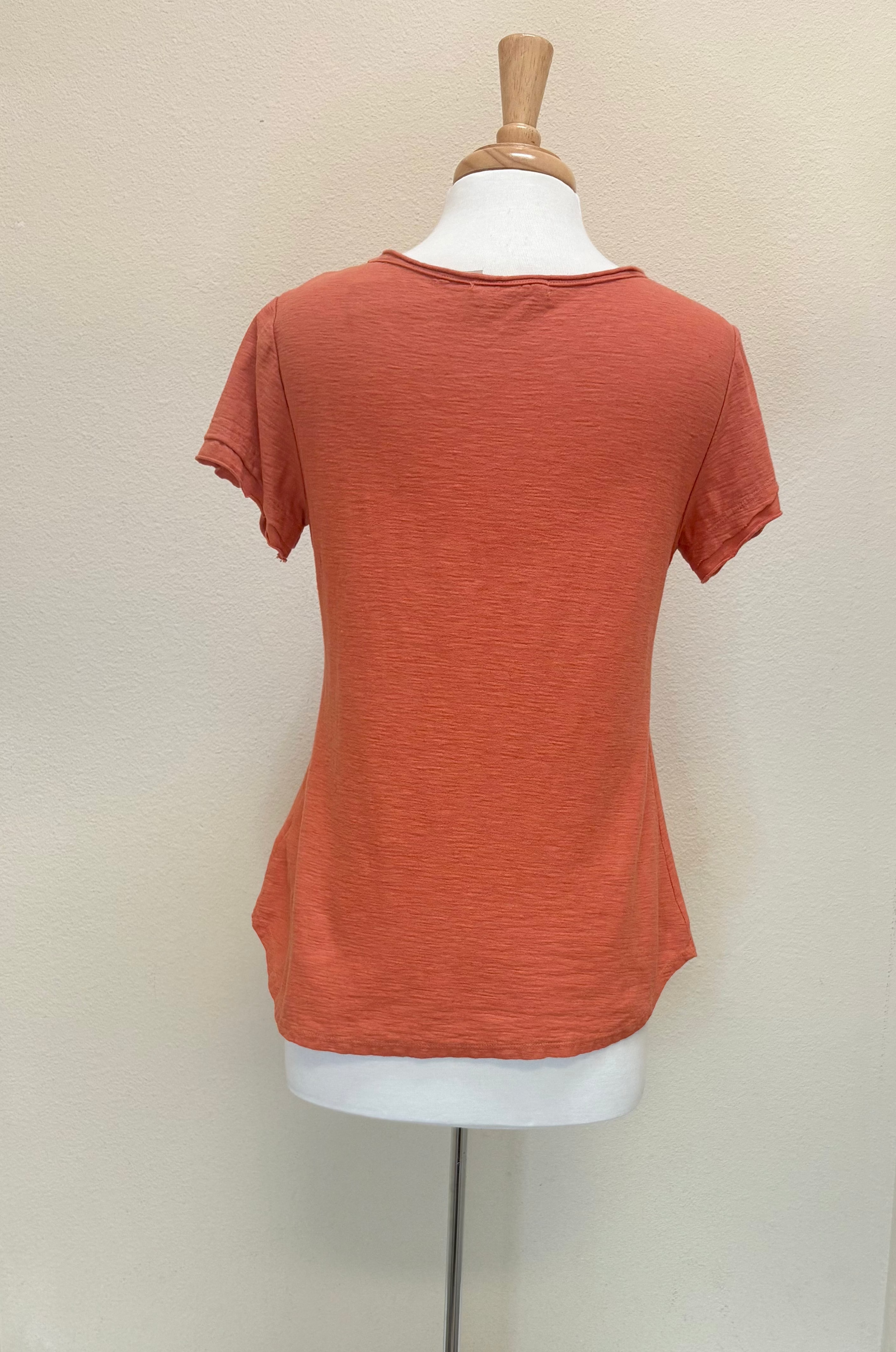 CUT LOOSE - Linen Cotton Jersey Raw Edge Top - TANGELO - XS ONLY