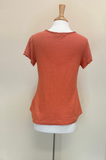 CUT LOOSE - Linen Cotton Jersey Raw Edge Top - TANGELO - XS ONLY