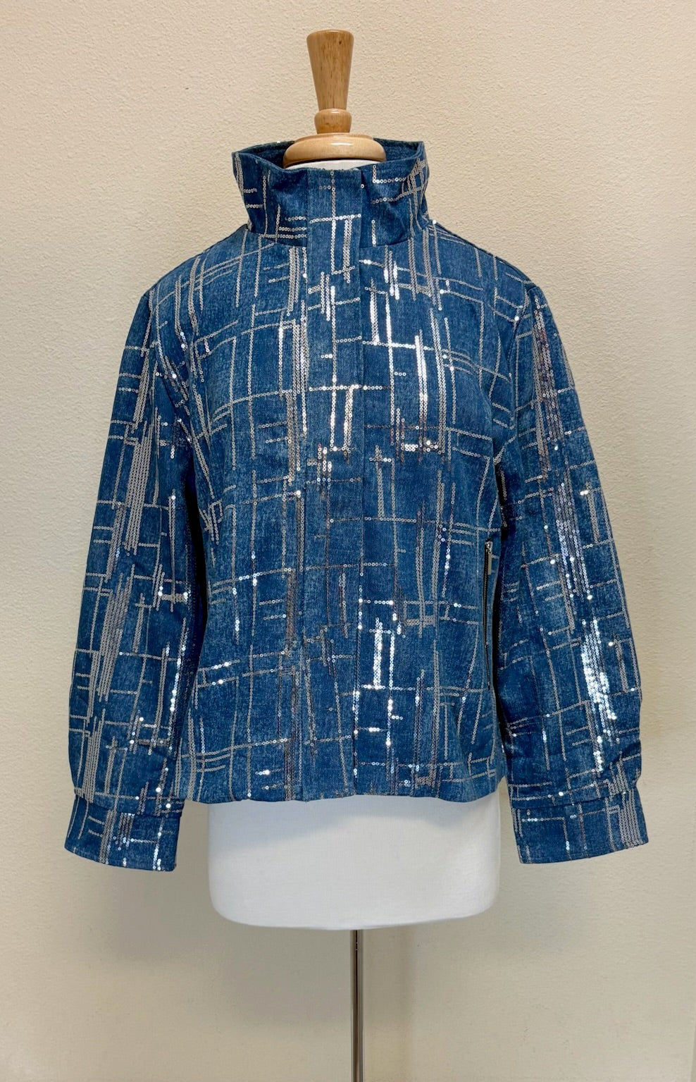 DAMEE SEQUINED DENIM BIKER JKT - 4928 - DNM