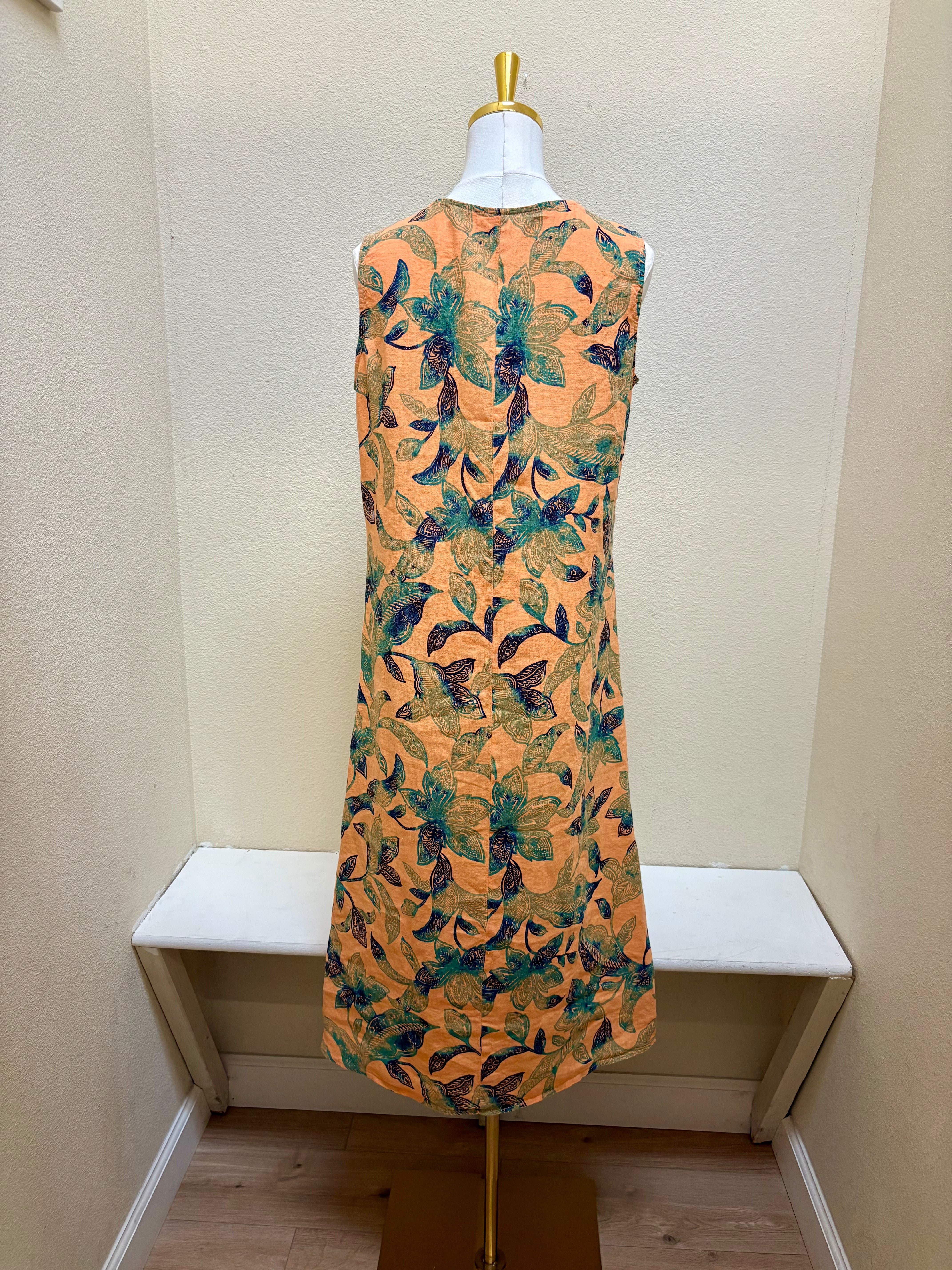 Color Me Cotton CMC Short Cowl Collar Sleeveless Linen Dress - IL8646 - CRUSH