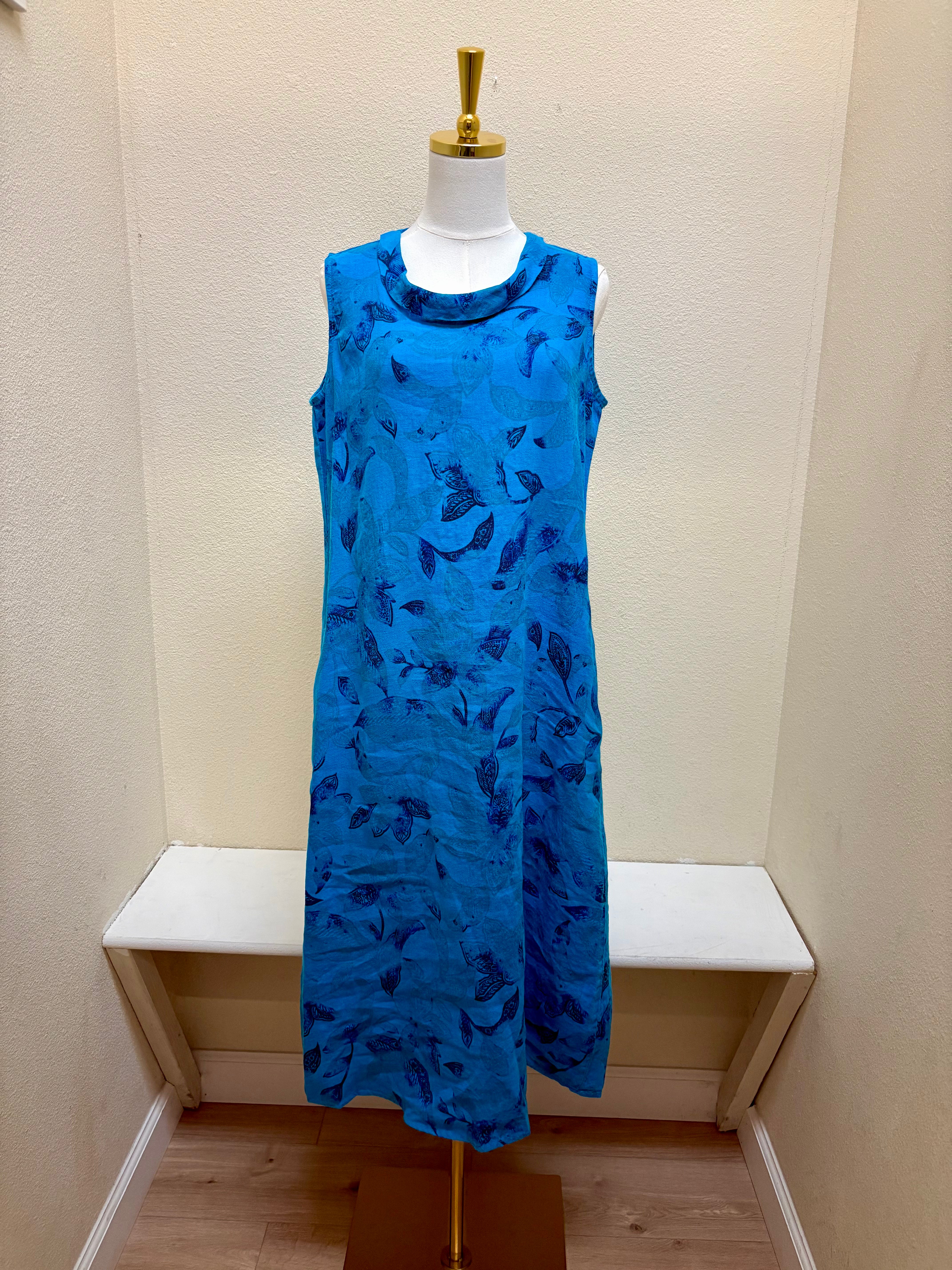 Color Me Cotton CMC Short Cowl Collar Sleeveless Linen Dress - IL8646 - METHYL