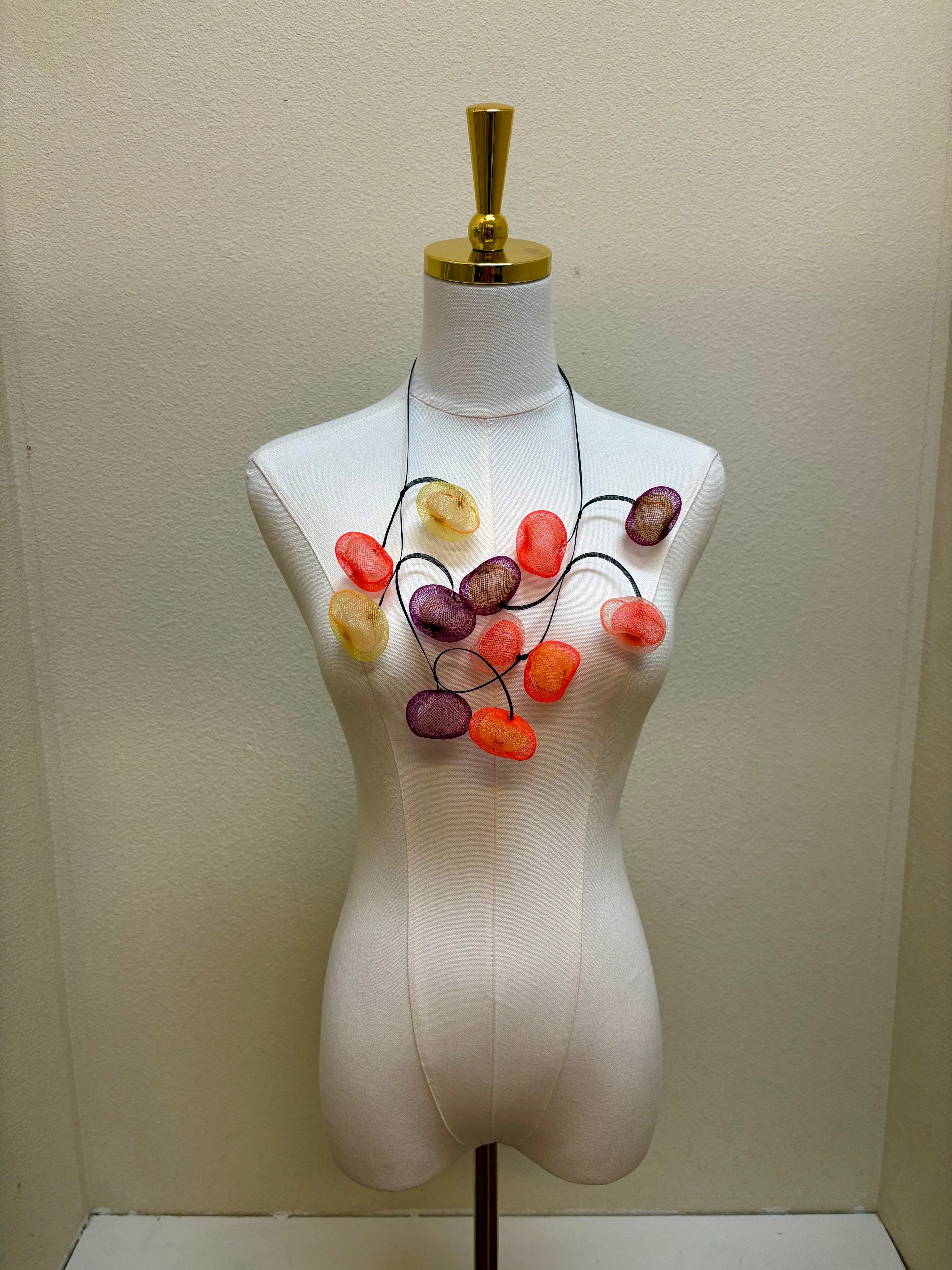 Perle Adjustable Mesh Necklace - Yellow, Orange & Purple