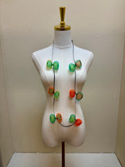 Perle Adjustable Mesh Necklace - Green & Orange
