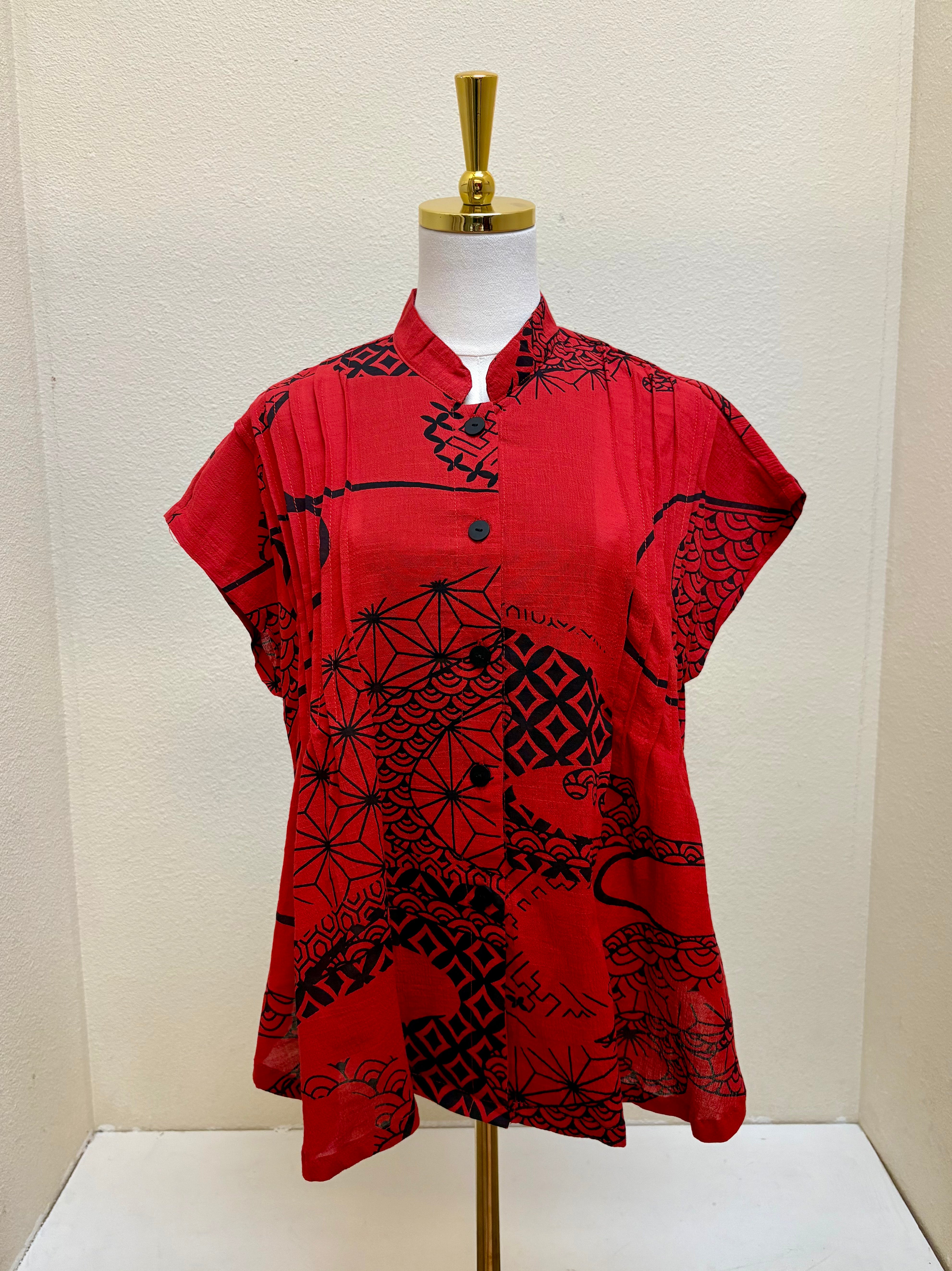 Yasuko Pintuck Blouse - KW-126 - Red